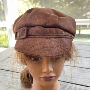 Betmar New York Brown Faux Suede Cabbie Cap Hat